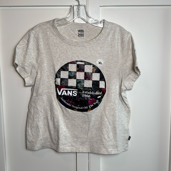NWT-Vans oatmeal heather floral‎ cropped tee - Picture 1 of 9